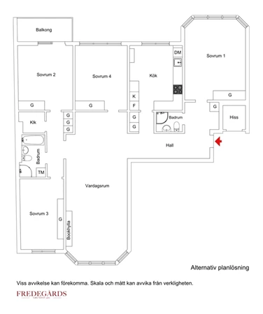 Planlösning för Grevgatan 42, 6 tr