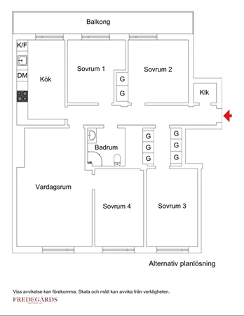 Planlösning för Valhallavägen 52, 6 tr